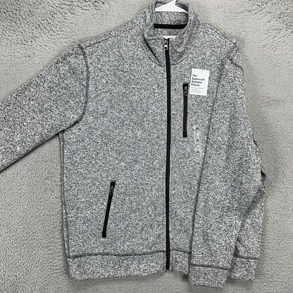 Sonoma‎ Supersoft Fleece Full Zip Sweater Mens XL Grey Long Sleeve Pockets NEW